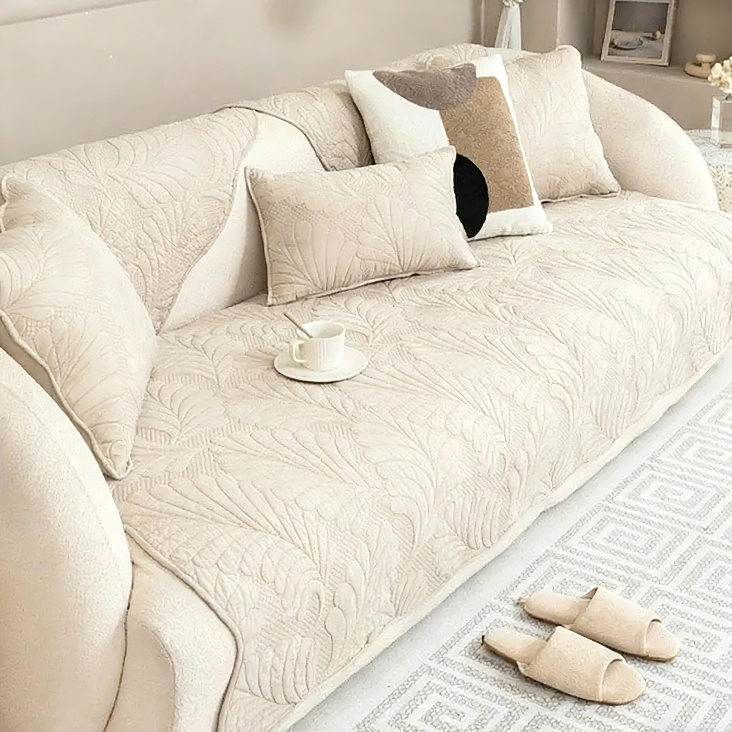 Minimalist 100% Cotton Anti-Slip Sofa Cover: Pet & Child Friendly Cushion, Breathable Pad Protector