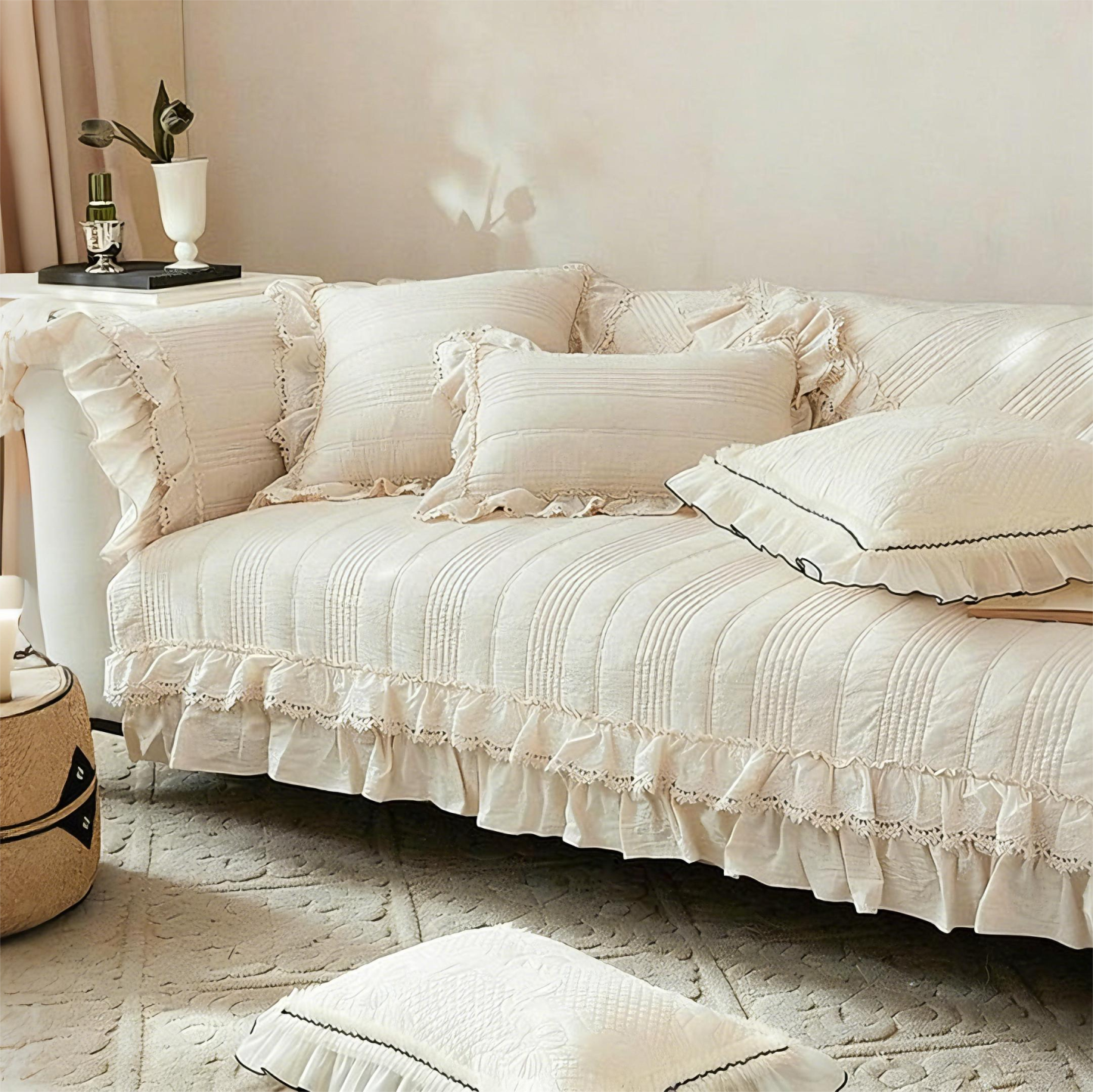 Cotton Linen Sofa Cover Minimalist Non-Slip Couch Protector