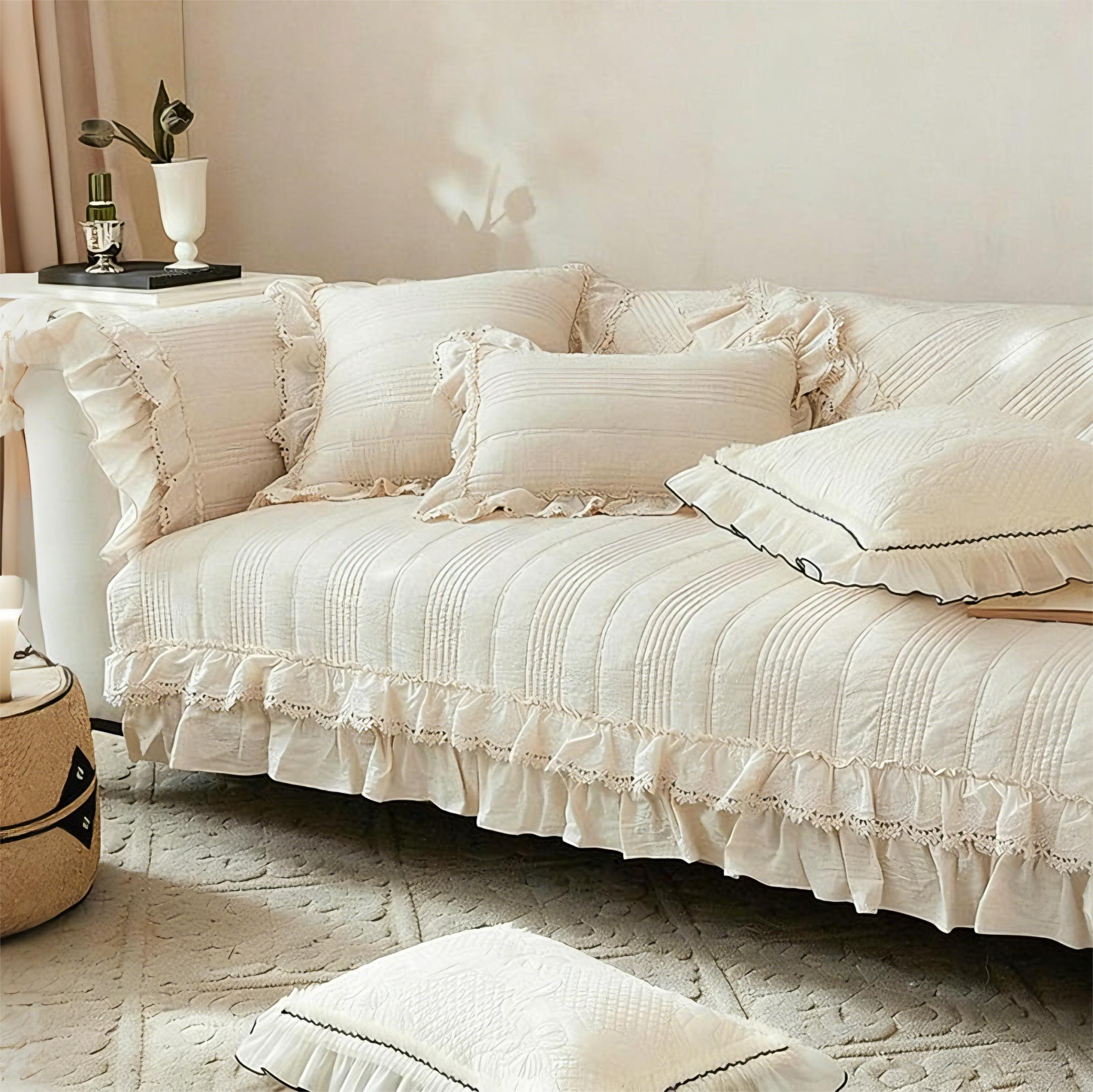 Cotton Linen Sofa Cover Minimalist Non-Slip Couch Protector