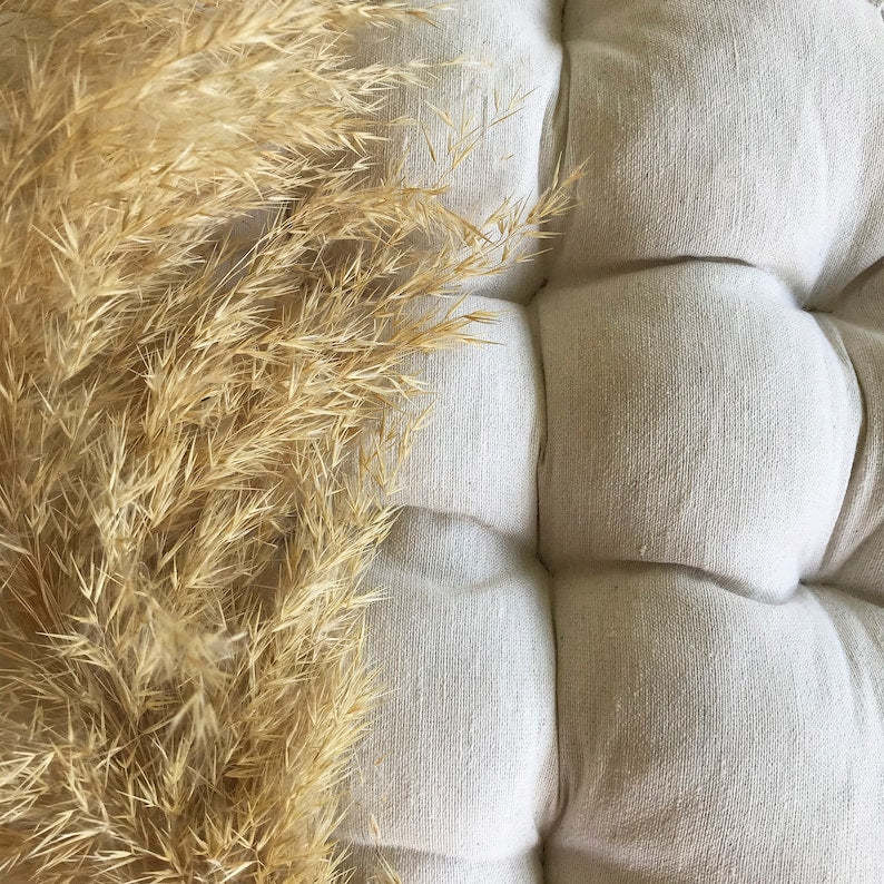 Square Linen Chair Cushion with Ties – Summer Home Decor