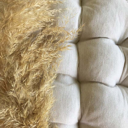 Square Linen Chair Cushion with Ties – Summer Home Decor