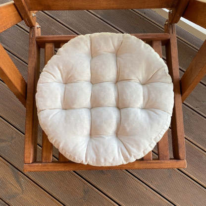 Square Linen Chair Cushion with Ties – Summer Home Decor