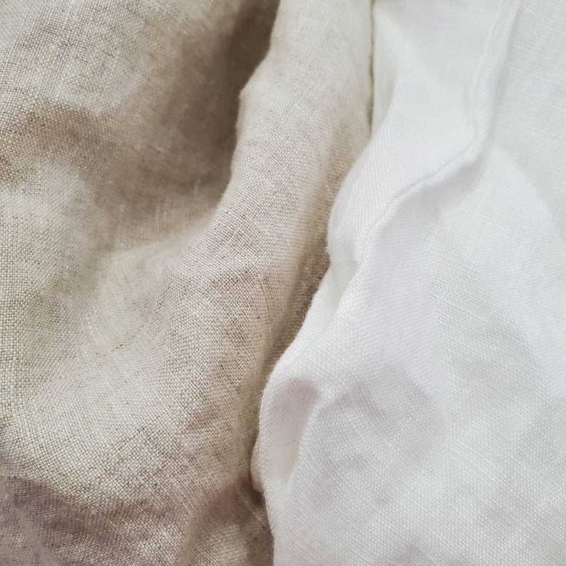 Zippered 4 sided Ruffle Chair Cushion Pad Covers 100% Linen Natural Beige White