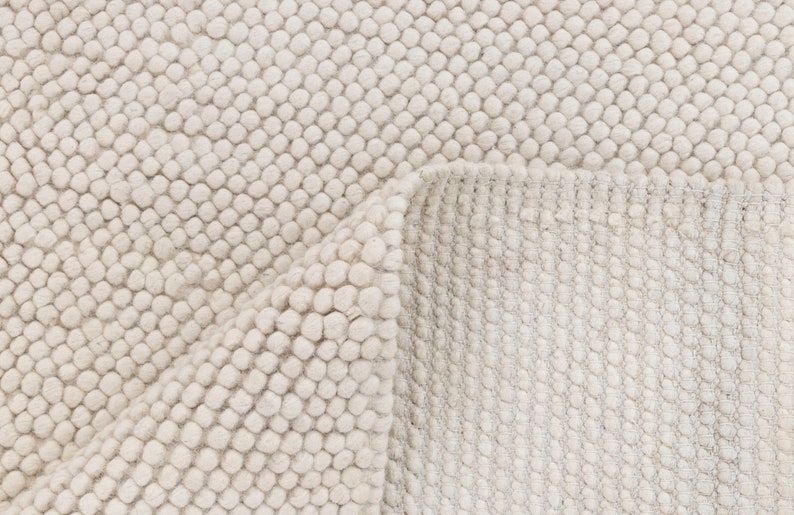 Ivory Chunky Felted Soft Wool Rug Modern Design Hand Woven Wool Flatweave Rug, Customize in any size...Tn-64