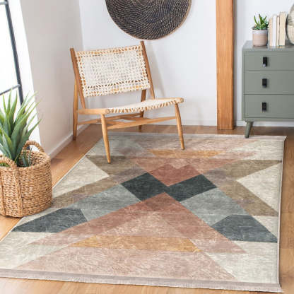 Multicolored Area Rugs|Geometric Rectangle Rugs|Washable Colorful Dining Room Carpet|Carpets With Fringed|Minimal Home Decor|Surreal Art Rug