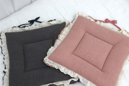 Frill Cotton Fluffy Seat Cushion with Ties Non-Slip Washable