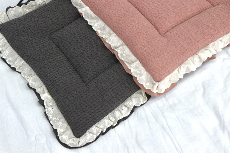 Frill Cotton Fluffy Seat Cushion with Ties Non-Slip Washable