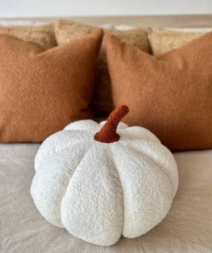 Cream Sherpa Jumbo Pillow, White Pumpkin Pillow, Large Pumpkin Decorative Pillow, Oversized Pumpkin Pillow, Halloween Home Decor