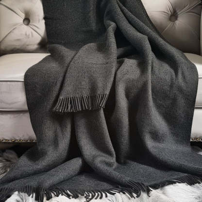 Wool Blanket 100% Pure Wool Throw Blanket Plaid Extra Fine Fall Blanket with Fringes Organic Blanket MILAN