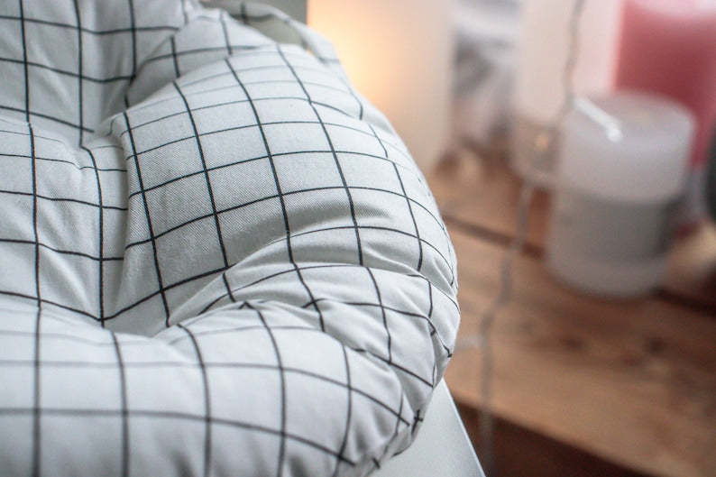 Handmade Round Kids Chair Cushion: Polka Dot & Striped Cotton Pillow