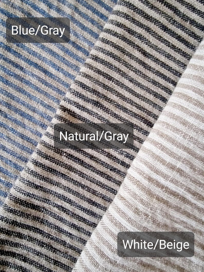 Round linen chair pad with ties - Striped custom seat pad - Natural chair pillow - Chair cushion