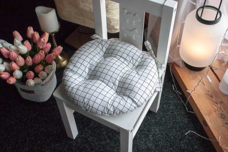 Handmade Round Kids Chair Cushion: Polka Dot & Striped Cotton Pillow