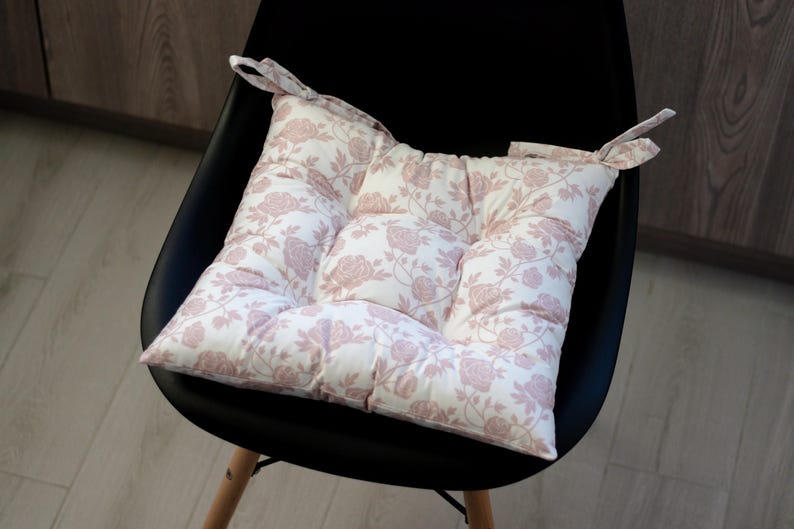 Handmade Chair Seat Cushion with Ties: Square Chair Pad