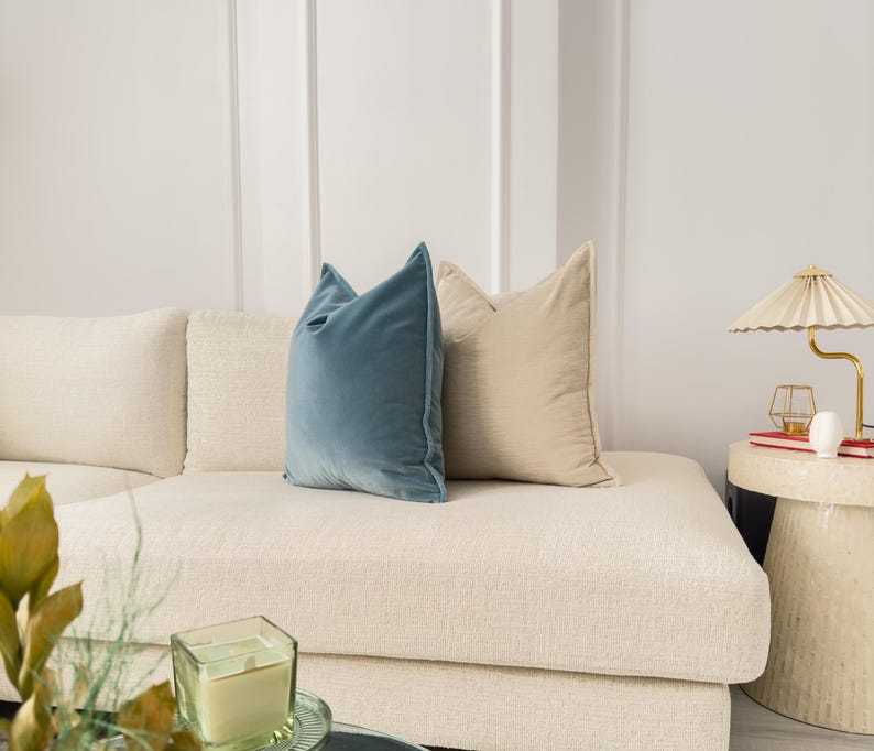 Premium Velvet Duck Egg Blue Throw Pillow Cover Flanged Blue Cushion Cover Home Decor Lumbar Pillow Cover (All Sizes)