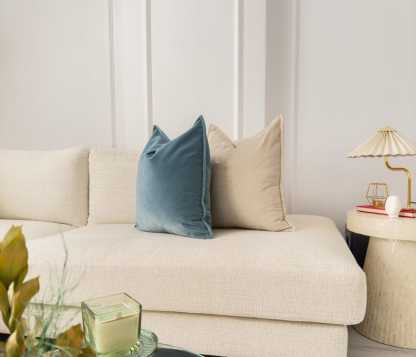 Premium Velvet Duck Egg Blue Throw Pillow Cover Flanged Blue Cushion Cover Home Decor Lumbar Pillow Cover (All Sizes)