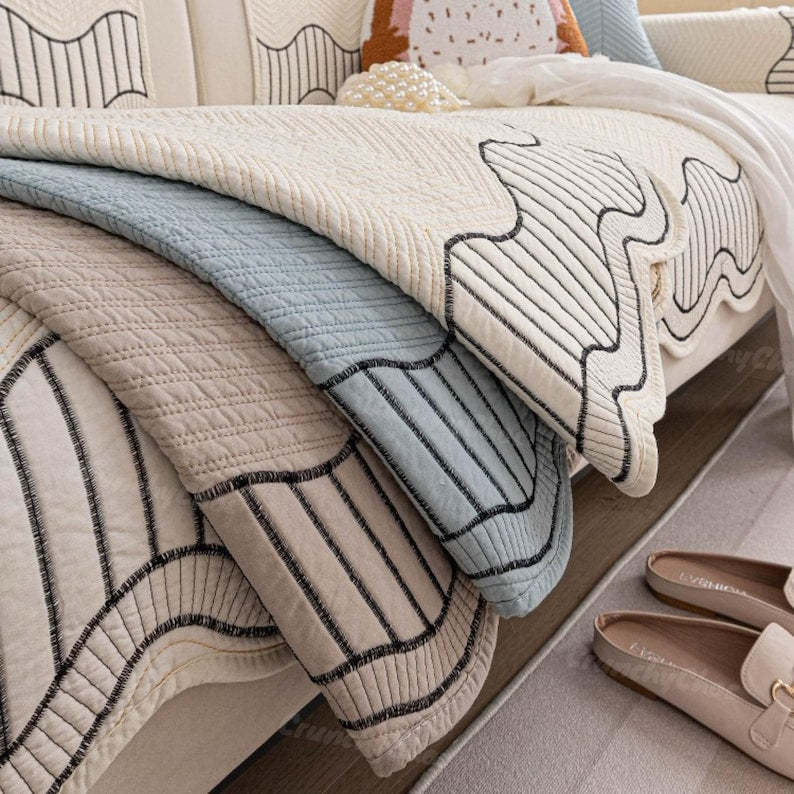 100% Cotton Anti-Slip Sofa Cover: Size Customizable Cushion, Pet & Child Friendly Couch Protector