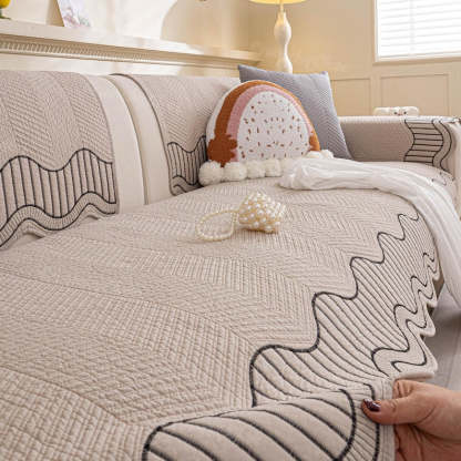 100% Cotton Anti-Slip Sofa Cover: Size Customizable Cushion, Pet & Child Friendly Couch Protector