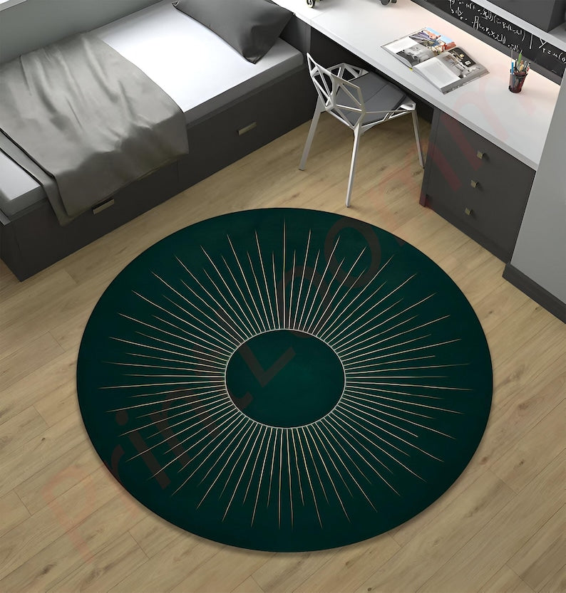 Mid Century Boho Round Rug, Stylish Contemporary Abstract Round Rug, Unique Large Rug, Modern Minimalist Rug, Home Decor Rug for Living Room