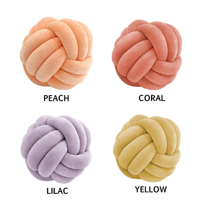 Velvet Knot Ball Pillow: Handmade Decorative Accent | 11"