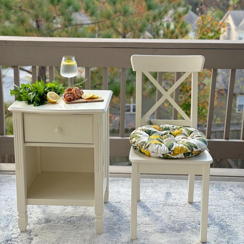 Lemon Round Chair Cushion with Ties Summer Kitchen Garden Decor Dining Chair Cushion Gift for Hostess Round Pad Lemon Gift for Meditation