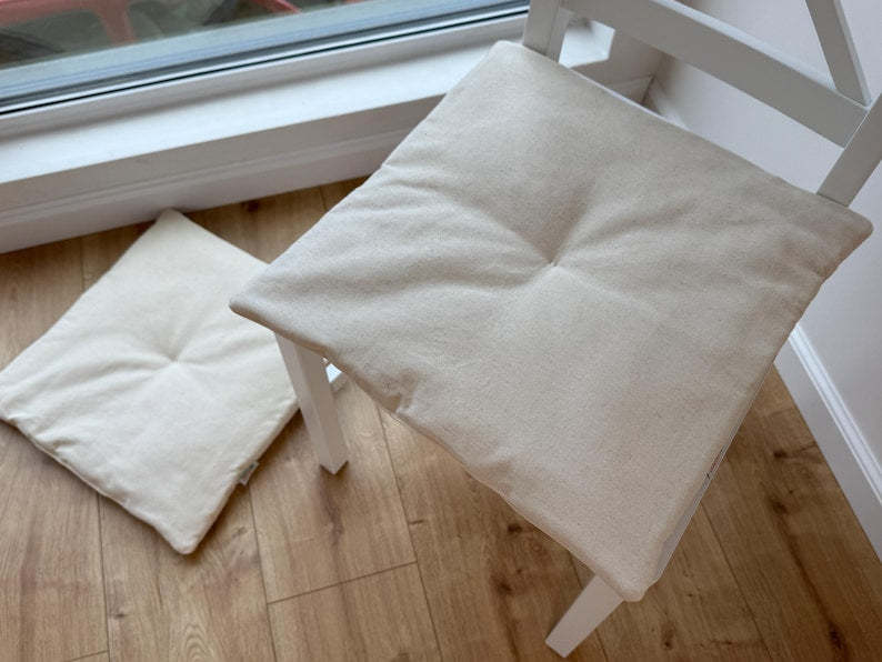 Hemp cotton seat Cushion for chair without ties filled organic hemp fiber in natural cotton fabric Chair Cushion Pillow seat