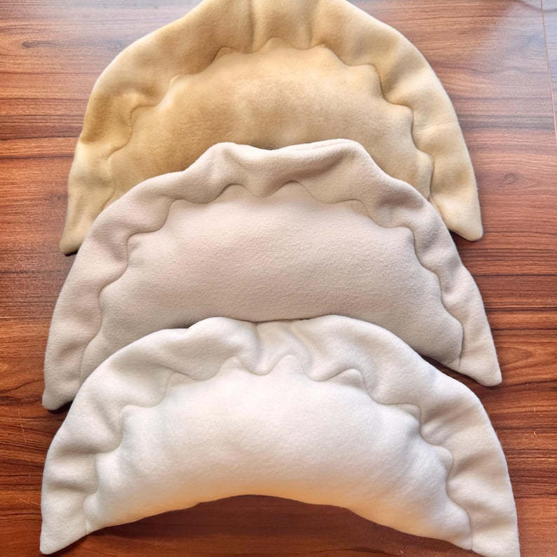 Handmade Pierogi Dumpling Stuffed Throw Pillow | Food | Polish Dumpling | Pittsburgh | Cream | Neutral | Tie Dye | Decor | Couch | Bed