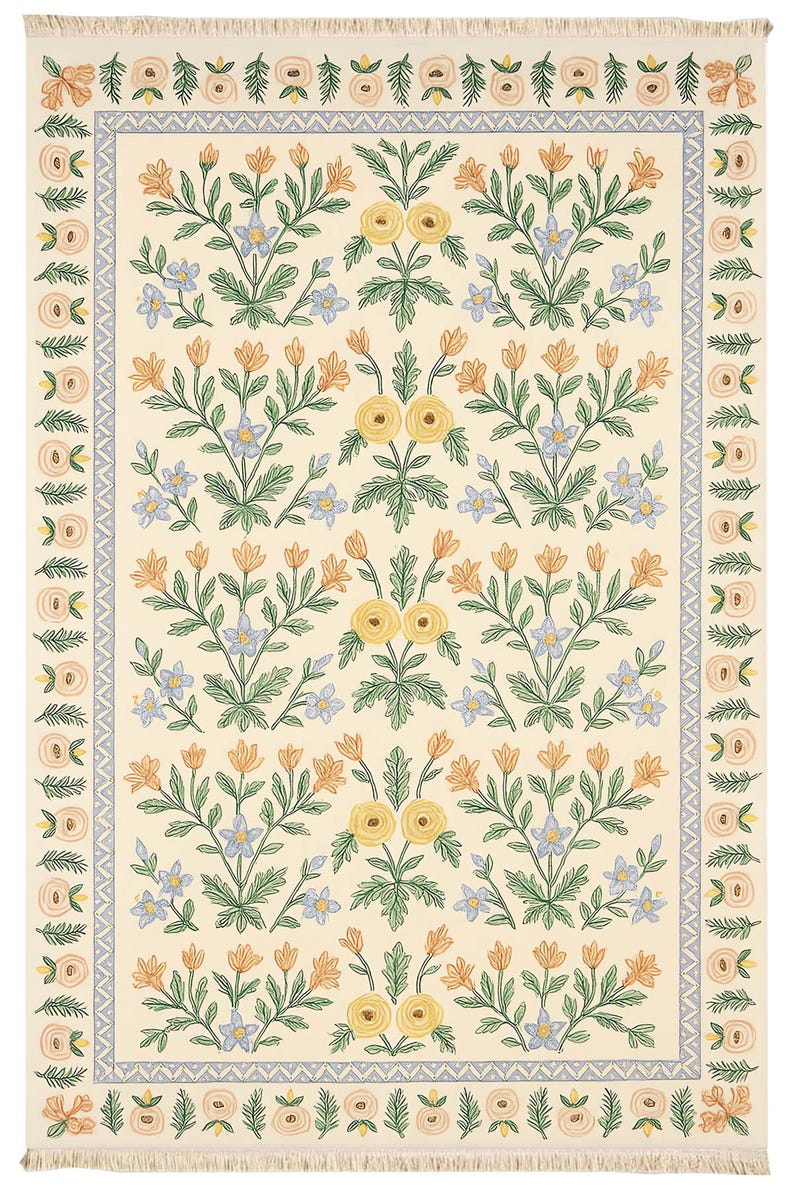 Traditional Classic Area Washable Rug with Multicolor Floral Design, Recycled Cotton Carpet, Non Slip Kitchen Rug Custom Size Available 134