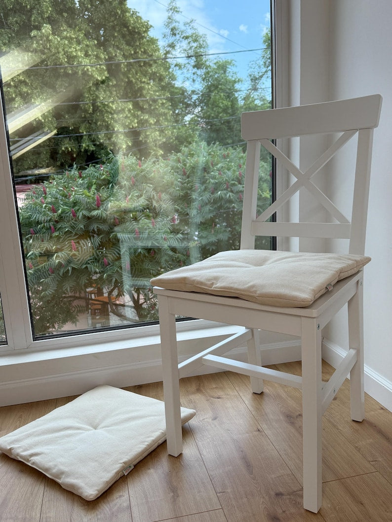 Hemp cotton seat Cushion for chair without ties filled organic hemp fiber in natural cotton fabric Chair Cushion Pillow seat