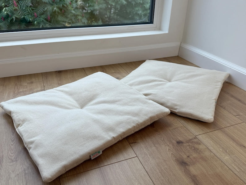 Hemp cotton seat Cushion for chair without ties filled organic hemp fiber in natural cotton fabric Chair Cushion Pillow seat