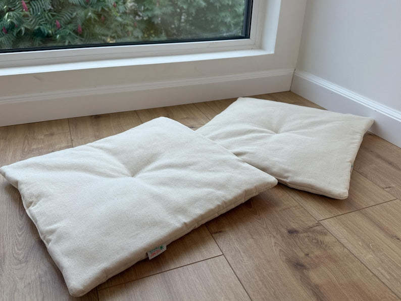 Hemp cotton seat Cushion for chair without ties filled organic hemp fiber in natural cotton fabric Chair Cushion Pillow seat