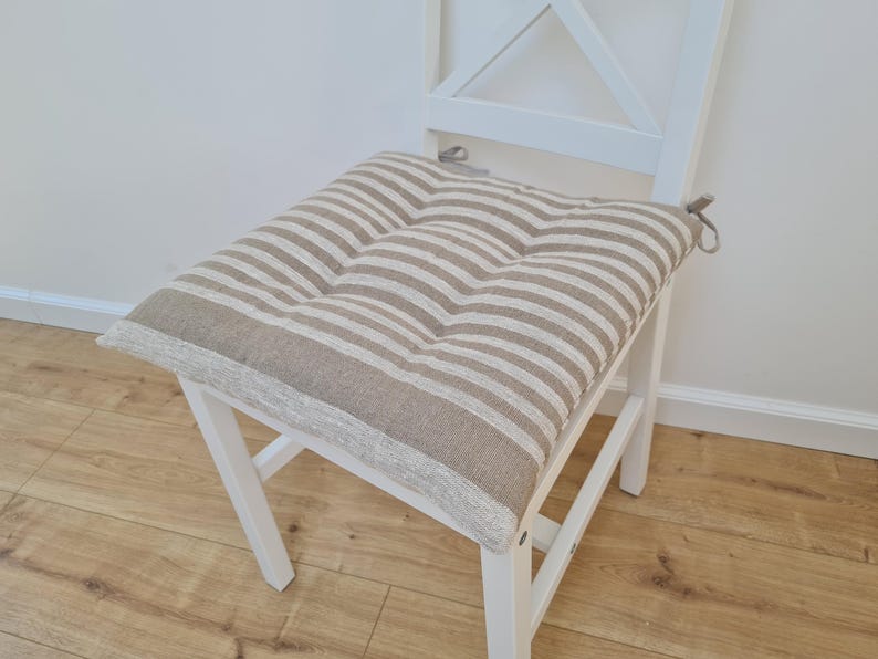Hemp Linen seat cushion for chair with ties filled organic hemp fiber in natural linen fabric Chair Cushion Pillow seat