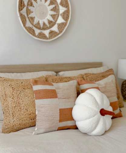Cream Sherpa Jumbo Pillow, White Pumpkin Pillow, Large Pumpkin Decorative Pillow, Oversized Pumpkin Pillow, Halloween Home Decor