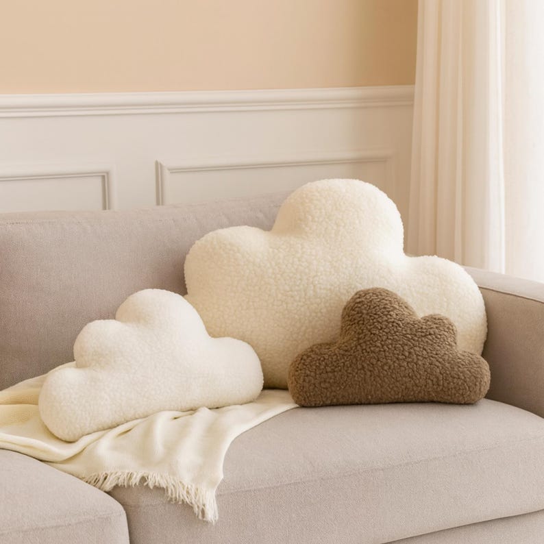 Cloud Pillow | Teddy Boucle Cloud Cushion | Sleep Companion | Nursery Decor | Baby Room Decor | Kids Room Cushion | Soft Plush Pillow