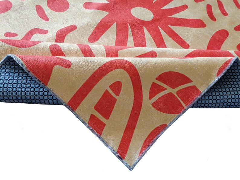 Orange rug, Patio rug, Home decor rug, Contemporary rug, Non slip rug, Gift rug, Balcony rug, Living room rug, Bedroom rug, Outdoor rug