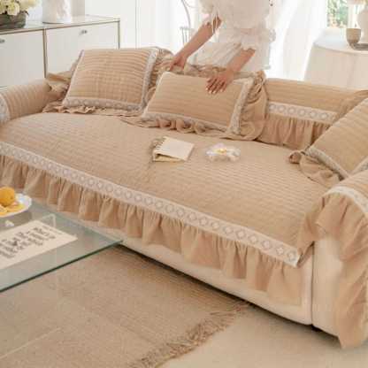 Minimalist 100% Cotton Linen Sofa Cover: Pet Cat Gog & Child Anti-Slip Couch Protector Cushion