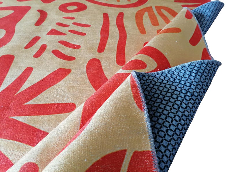 Orange rug, Patio rug, Home decor rug, Contemporary rug, Non slip rug, Gift rug, Balcony rug, Living room rug, Bedroom rug, Outdoor rug