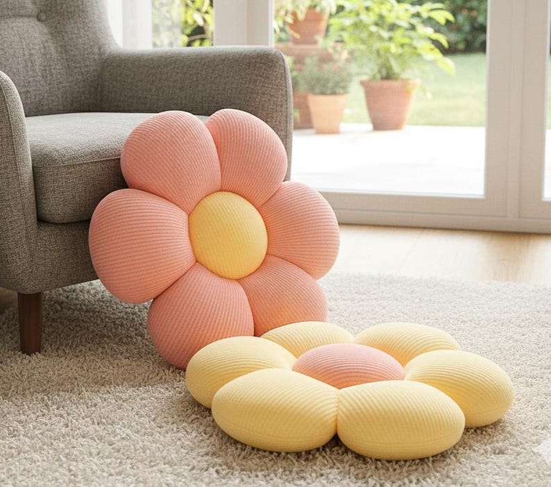 Flower Pillow, Soft Decorative Flower Cushion for Sofa, Kids Bedroom Decor, Throw Pillow, Aesthetic Home Decor Gift, Gifts for Her, Cushion
