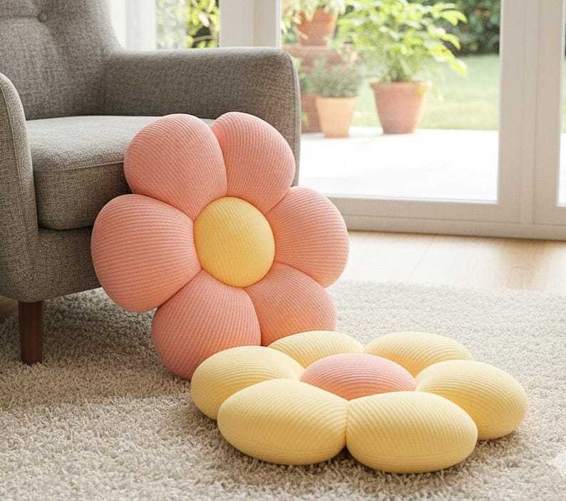 Flower Pillow, Soft Decorative Flower Cushion for Sofa, Kids Bedroom Decor, Throw Pillow, Aesthetic Home Decor Gift, Gifts for Her, Cushion