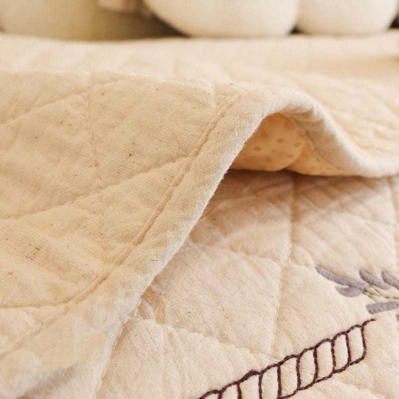 Flower Embroidered Cotton Linen Sofa Cover: Anti-Slip Couch Protector, Seasonal Cat Dog Pad