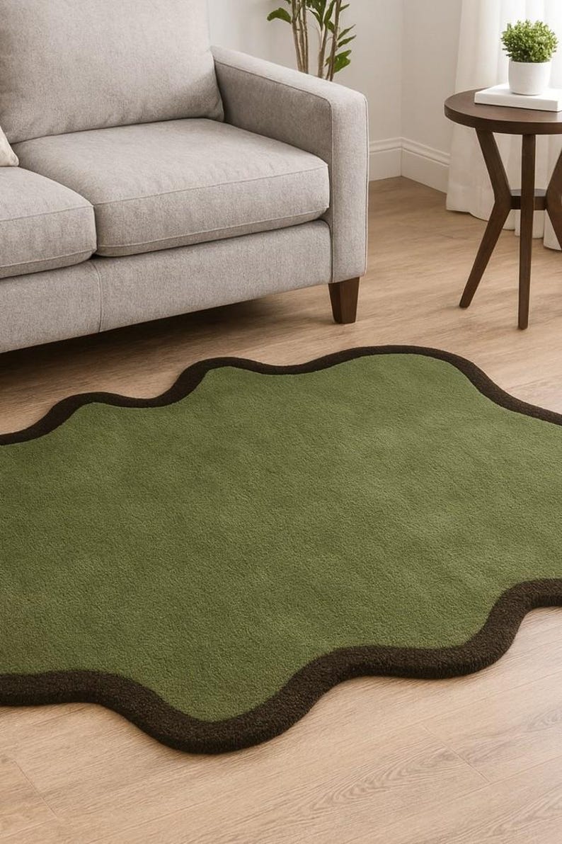 Hand "Tufted Rug" Modern Irregular Shape "for Living Room" (4 x 5 ft )