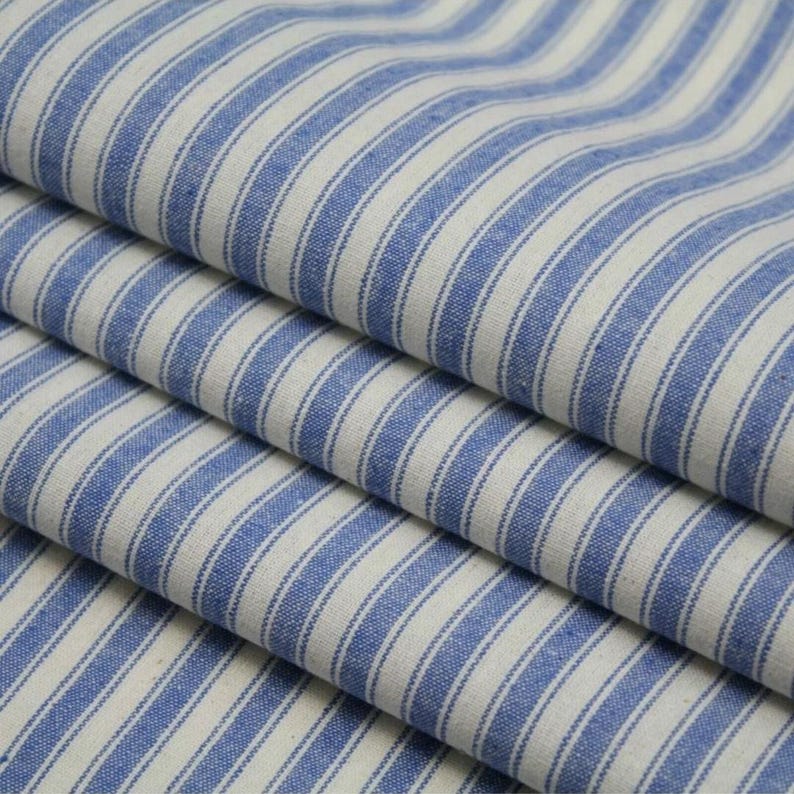 French country ticking stripe seat pad cushion: cottage farmhouse tufted bench cushion chair pillow