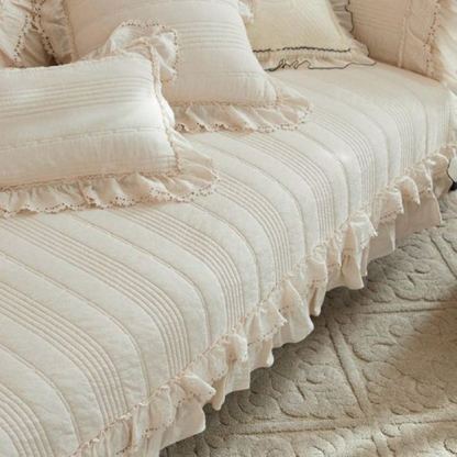 Minimalist 100% Cotton Linen Sofa Cover: Anti-Slip Couch Protector