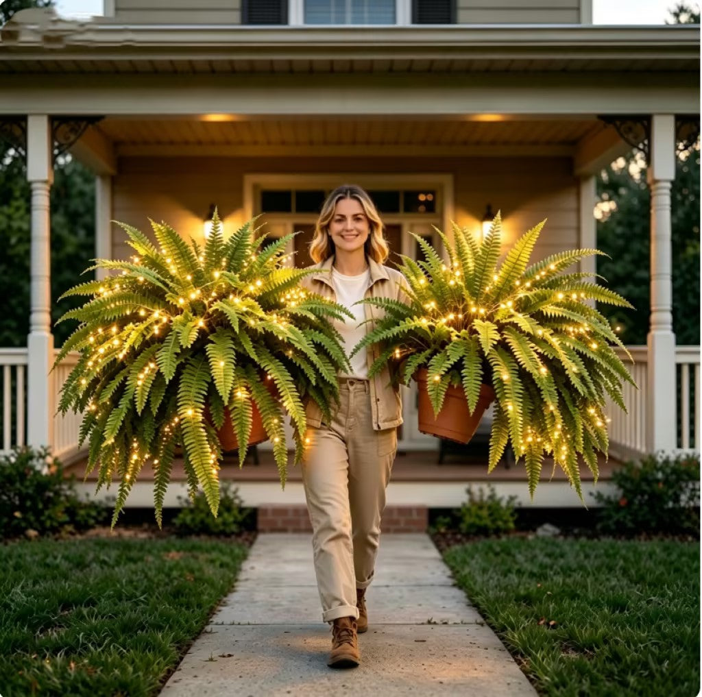 💛 Large Light-Up Boston Fern – 🌿 No watering or maintenance required