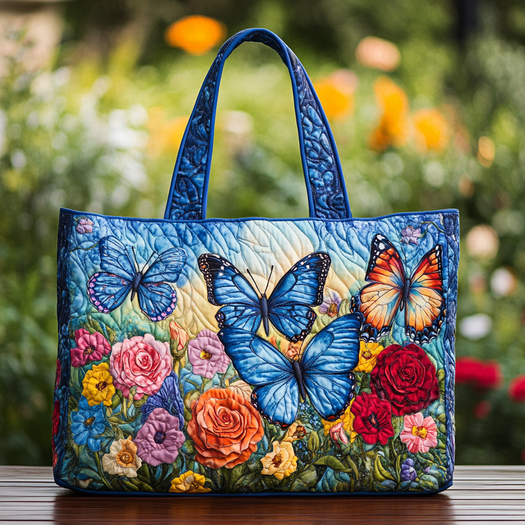 Butterfly Bliss Quilted Tote  Bag