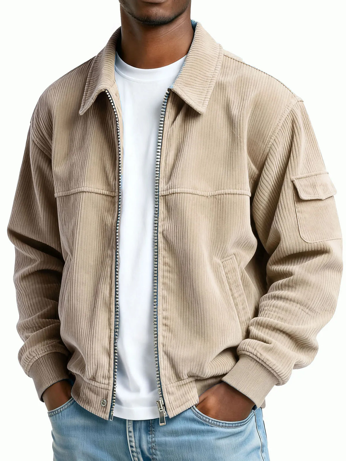 New Men's Retro Corduroy Casual Long-Sleeve Pocket Jacket