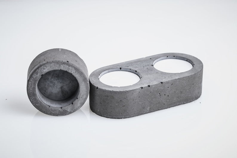 Handmade Concrete Tea Light Holder: Geometric Cement Candle Tray