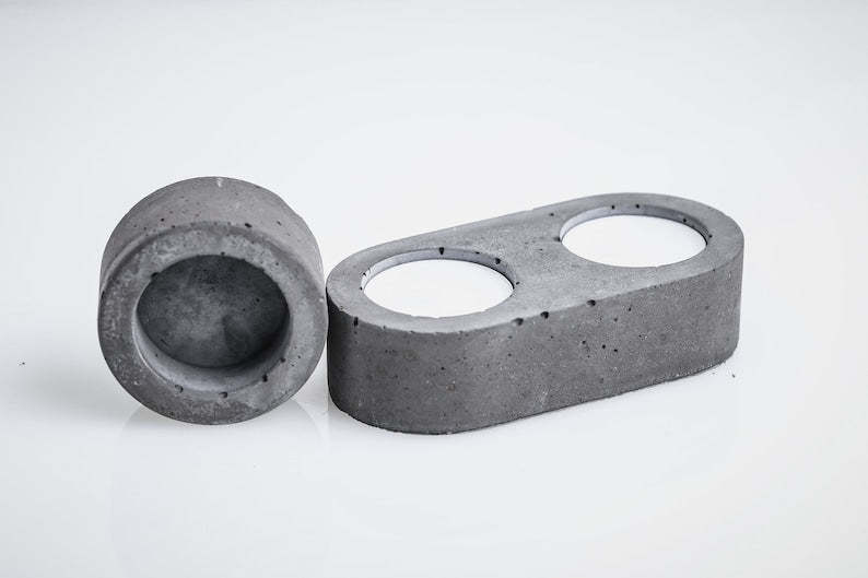 Handmade Concrete Tea Light Holder: Geometric Cement Candle Tray