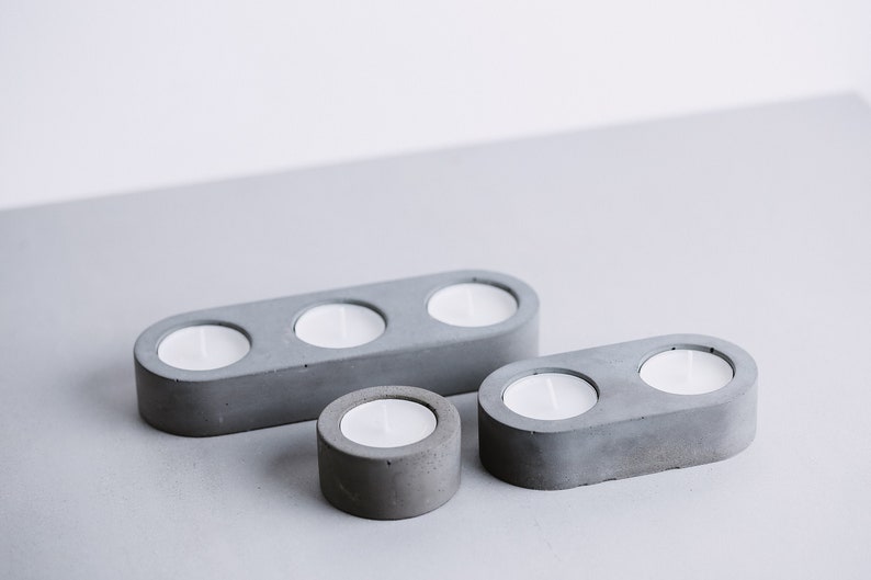 Handmade Concrete Tea Light Holder: Geometric Cement Candle Tray