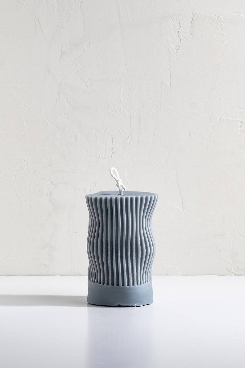 Wavy Sculptured Beeswax Soy Candle, Art Home Decor