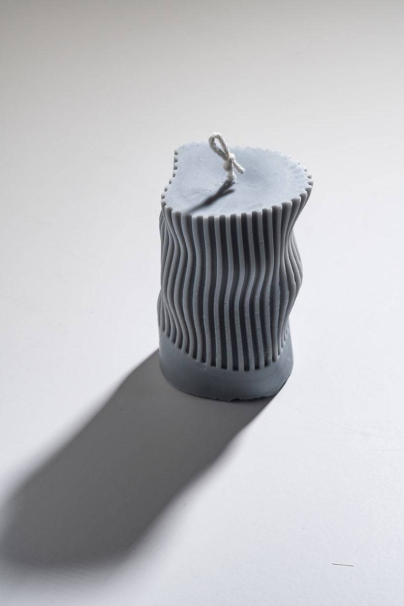 Wavy Sculptured Beeswax Soy Candle, Art Home Decor